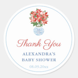 Chinoiserie Red Blue Feestdagen Vrijgezellenfeest  Ronde Sticker