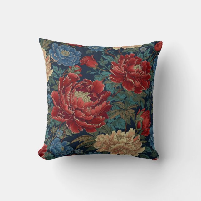 Chinoiserie Red Peony Floral Sierkussen Hoesjes (Voorkant)