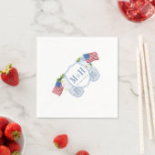 Chinoiserie Red White Blue Monogram Weddenschap Pa Servet (Insitu)