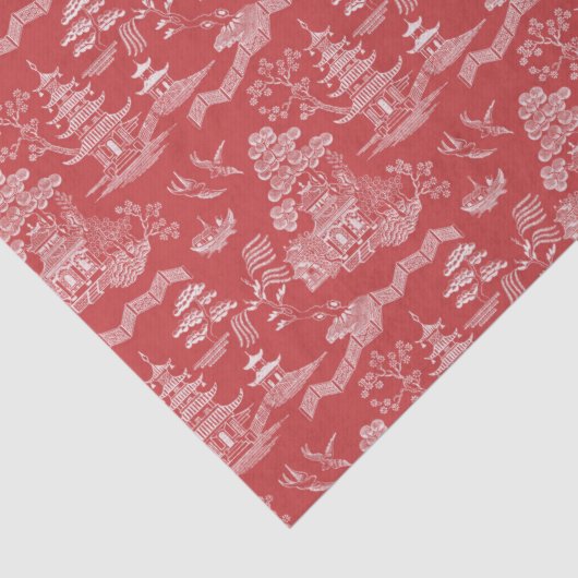 Chinoiserie Red Willow Reverse Decoupage Tissuepapier (Detail)