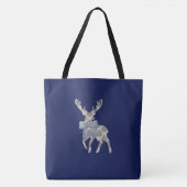 Chinoiserie Reindeer Navy Kerstmis Tote Bag (Voorkant)