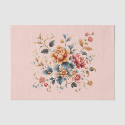Chinoiserie Rijk Bloemmotief Tissuepapier (Voorkant)