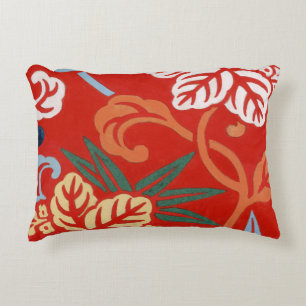 Chinoiserie Rode Hawaïaanse Bloemen Japanse Kimono Accent Kussen