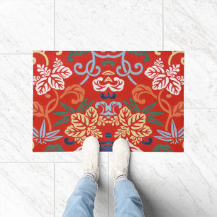 Chinoiserie Rode Hawaïaanse Bloemen Japanse Kimono Deurmat