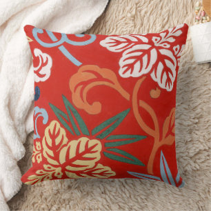 Chinoiserie Rode Hawaïaanse Bloemen Japanse Kimono Kussen