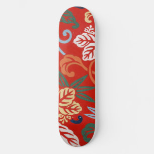 Chinoiserie Rode Hawaïaanse Bloemen Japanse Kimono Persoonlijk Skateboard
