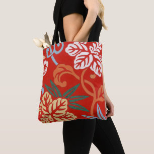 Chinoiserie Rode Hawaïaanse Bloemen Japanse Kimono Tote Bag