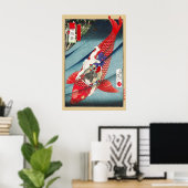 Chinoiserie Rode Koi Karper & Heldhaftige Jongen P Poster (Thuiskantoor)