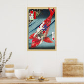 Chinoiserie Rode Koi Karper & Heldhaftige Jongen P Poster (Keuken)