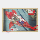 Chinoiserie Rode Koi Karper & Heldhaftige Jongen P Theedoek (Horizontaal)