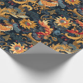 Chinoiserie rood geel blauw patroon cadeaupapier (Hoek)