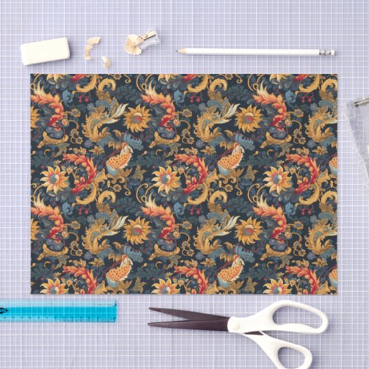 Chinoiserie Rood Geel Blauw Patroon Decoupage Tissuepapier (Craft)