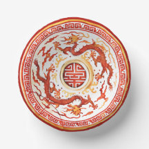 Chinoiserie Rood Goud Keizerlijke Draak Faux China