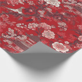 Chinoiserie Rood Roze Bloemen Schilderij Cadeaupapier (Hoek)