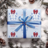 Chinoiserie Rood Wit Blauw Kerst Monogram Cadeaupapier