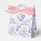 Chinoiserie Roze & Blauwe Bruids Thee Bedankdoosjes (Voorkant Zijde)