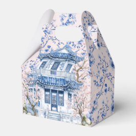 Chinoiserie Roze & Blauwe Pagode Bruids Thee Bedankdoosjes