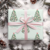 Chinoiserie Roze Groene Kerst Familienaam Cadeaupapier