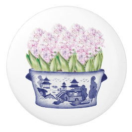 Chinoiserie Roze Hyacinten Keramische Knop