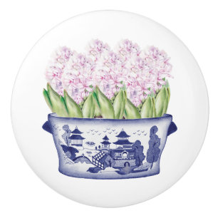 Chinoiserie Roze Hyacinten Keramische Knop