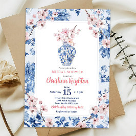 Chinoiserie Roze Kersenbloesem Bruidsdouche Kaart