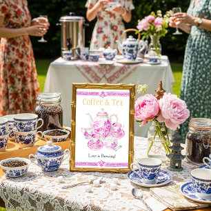 Chinoiserie Roze Koffie & Thee Liefde Brouwt Bord Kaart