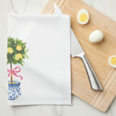 Chinoiserie Roze Lint Citroenboom Keukenhanddoek (Quarter Fold)