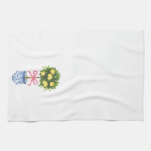 Chinoiserie Roze Lint Citroenboom Keukenhanddoek (Horizontaal)