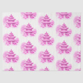 Chinoiserie Roze Willow Pagode Tissuepapier (Voorkant)