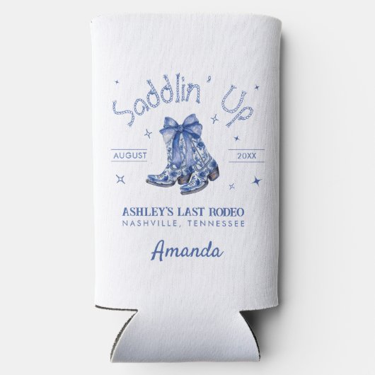 Chinoiserie Saddlin' Up Bachelorette Party Seltzer Blikjeskoeler (Achterkant)