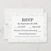 Chinoiserie Sage Green Peony RSVP kaarten (Voorkant)