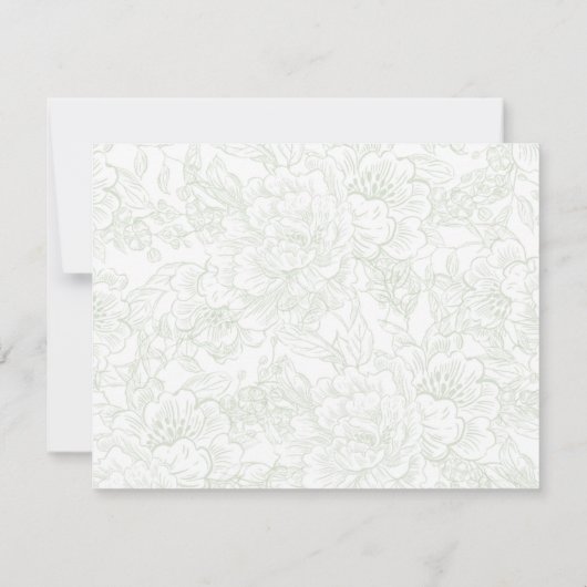 Chinoiserie Sage Green Peony RSVP kaarten (Achterkant)
