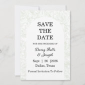 Chinoiserie Sage Green Peony  Save The Date (Voorkant)