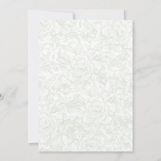 Chinoiserie Sage Green Peony Save The Date (Achterkant)