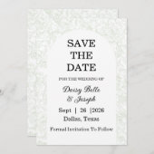 Chinoiserie Sage Green Peony Save The Date (Voorkant / Achterkant)
