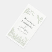 Chinoiserie Saliegroen Bloem Bruiloft Servetten (Hoek)