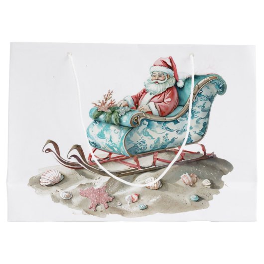 Chinoiserie Santa Sleigh op het strand Groot Cadeauzakje (Achterkant)