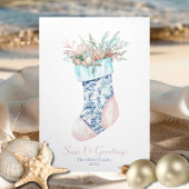 Chinoiserie Seashell Kerstkous 2-Foto Drieluik Wenskaart