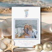 Chinoiserie Seashell Kerstkous Foto Feestdagenkaart