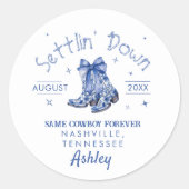 Chinoiserie Settlin' Down Bachelorette Party Ronde Sticker (Voorkant)