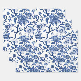 Chinoiserie Shades of Blue Inpakpapier Vel