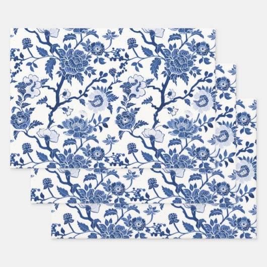 Chinoiserie Shades of Blue Inpakpapier Vel (Set)