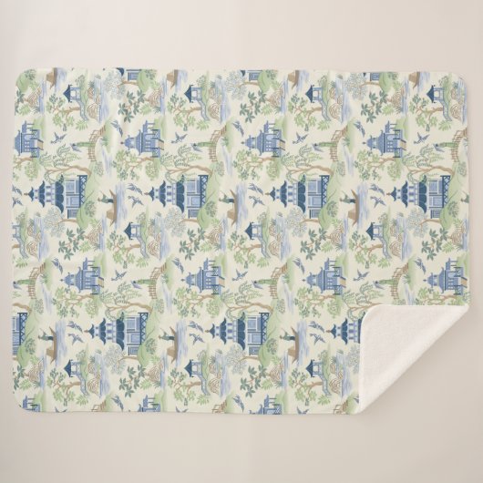 Chinoiserie Sherpa Deken (Voorkant (horizontaal))