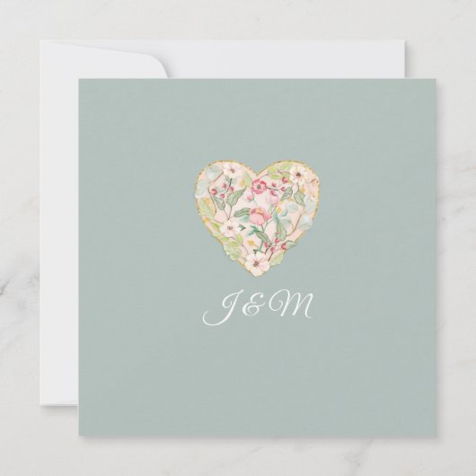 Chinoiserie Silver Sage Waterverf Rozen Floral Kaart (Achterkant)