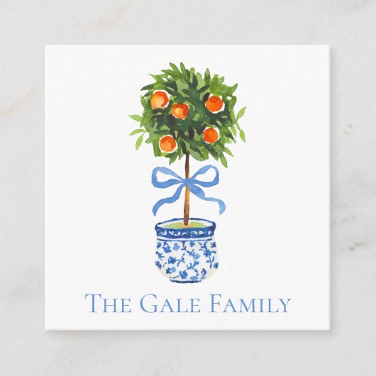 Chinoiserie Sinaasappel Topiary, Ginger Jar Custom Informatiekaartje (Voorkant)