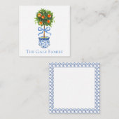 Chinoiserie Sinaasappel Topiary, Ginger Jar Custom Informatiekaartje (Voorkant / Achterkant)