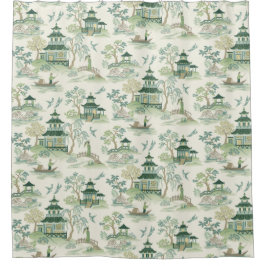 Chinoiserie Soft Green Douchegordijn