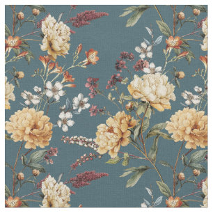 Chinoiserie sombere bloem waterverf botanisch  stof
