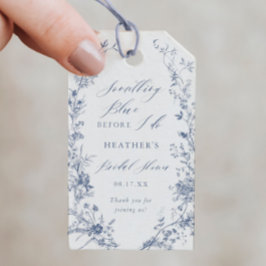 Chinoiserie Something Blue Bruiloftsborrel Cadeaulabel