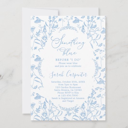 Chinoiserie Something Blue voordat ik Bridal doe Kaart (Voorkant)